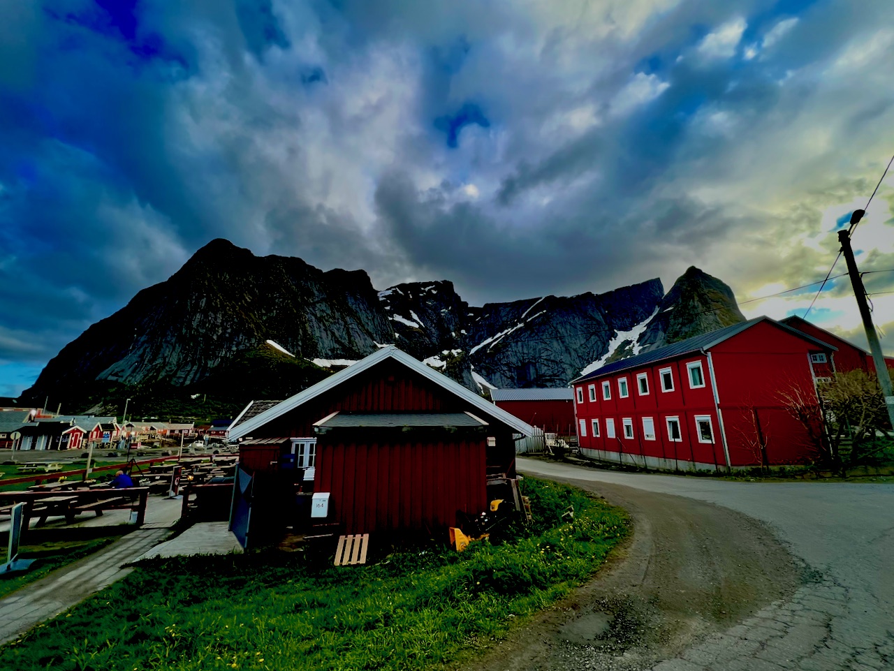 Red rorbu cabins in Reine, Lofoten